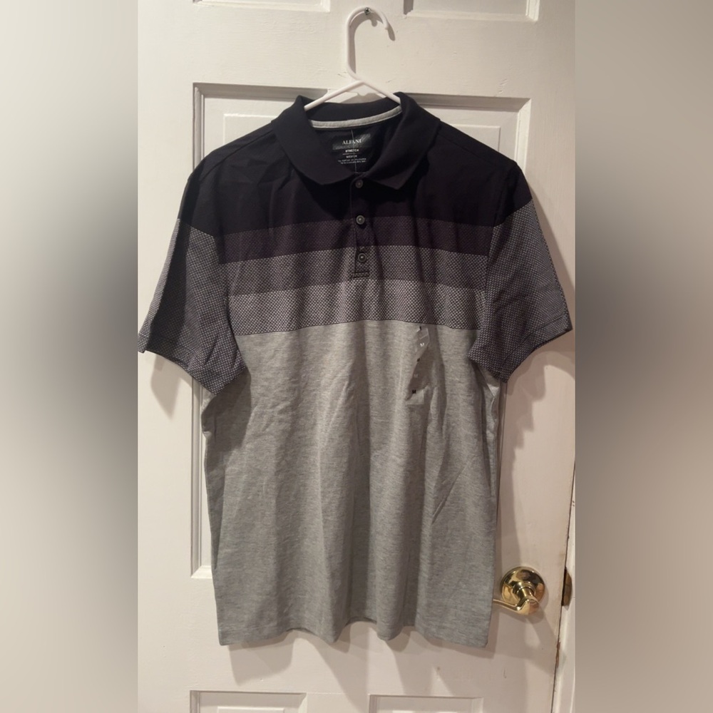 Alfani Stretch Men’s Medium Black and Gray Polo Shirt